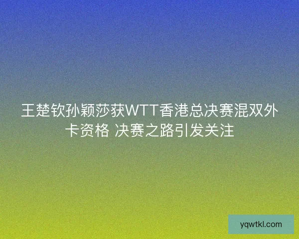 王楚钦孙颖莎获WTT香港总决赛混双外卡资格 决赛之路引发关注